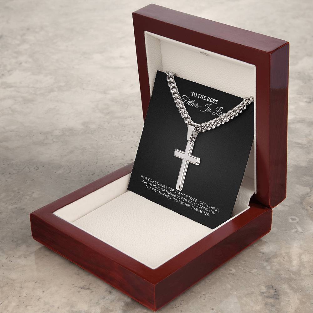 To My Father in Law | He Is Everything I hope To Be | Cuban Link Chain with Artisan Cross
