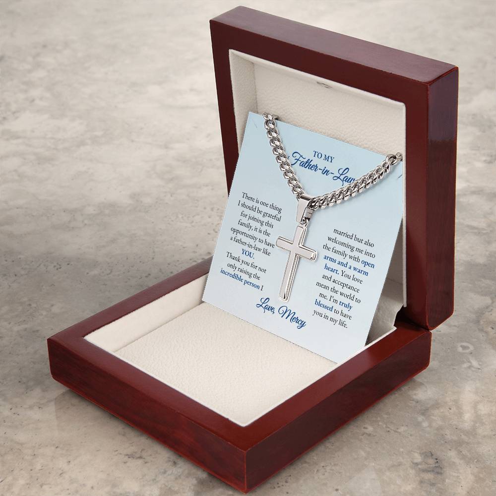 To My Father In Law | There Is One Thing I Should Be Grateful | Cuban Link Chain with Artisan Cross