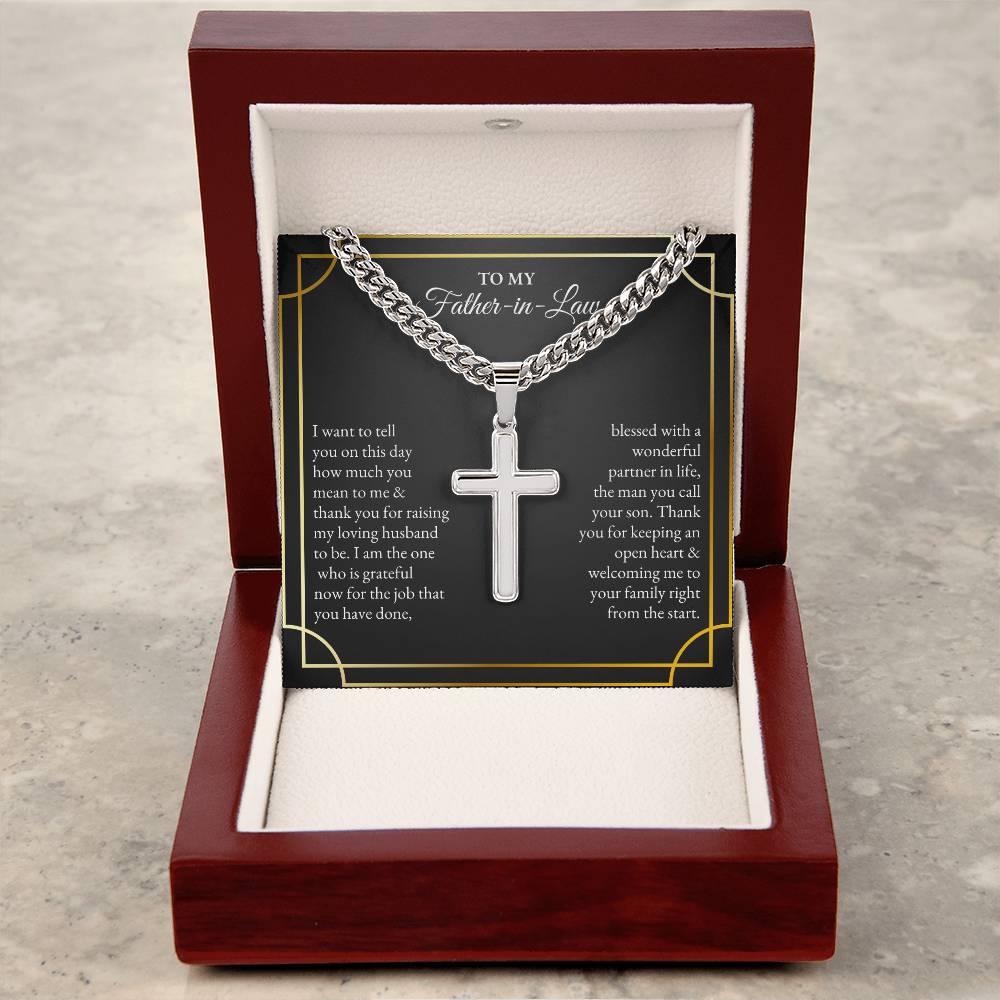 To My Father In Law | I Want To Tell You On This Day | Cuban Link Chain with Artisan Cross
