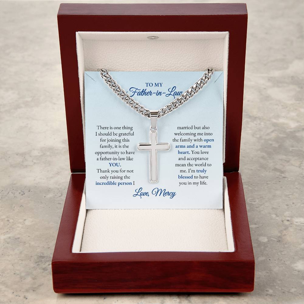 To My Father In Law | There Is One Thing I Should Be Grateful | Cuban Link Chain with Artisan Cross