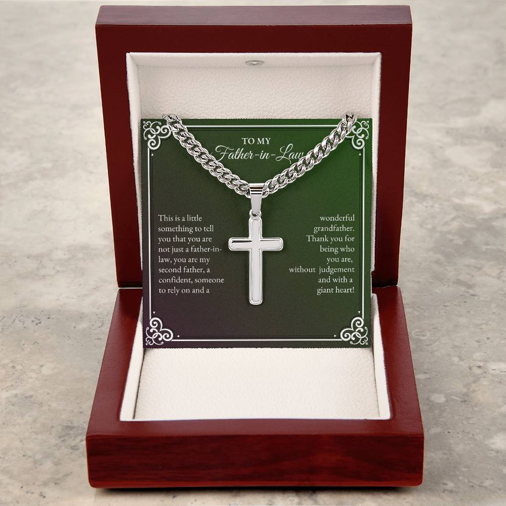 To My Father In Law | This is a Little Something To Tell | Cuban Link Chain with Artisan Cross