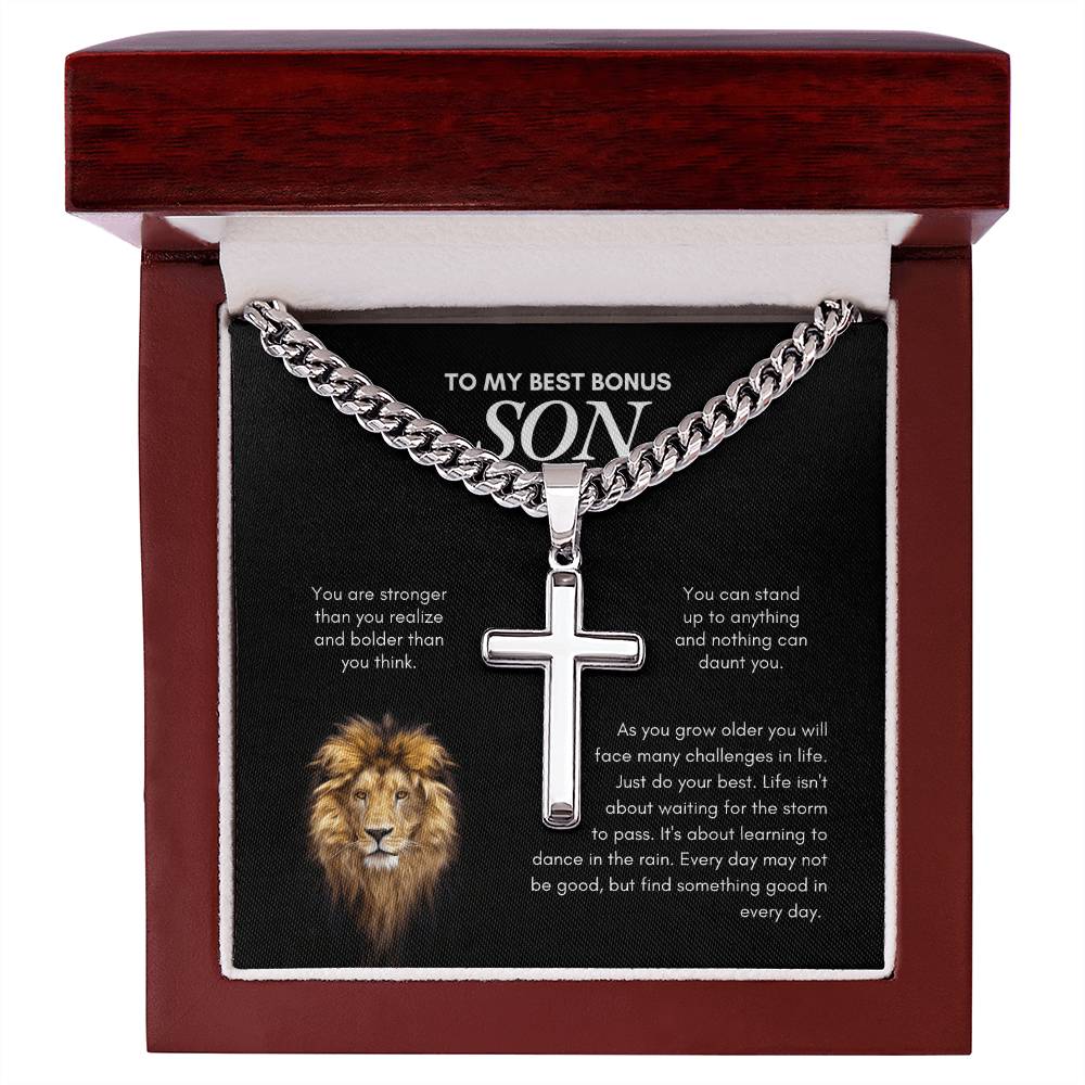 To My Son | You Are Stronger Than you Realize | Cuban Link Chain with Artisan Cross