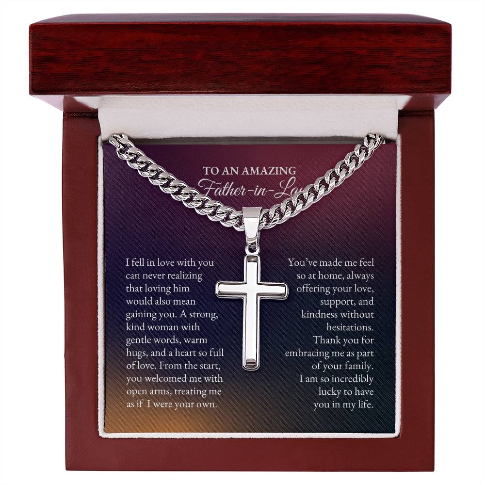 To My Father In Law | I Fell In Love With You Can Never Realizing | Cuban Link Chain with Artisan Cross