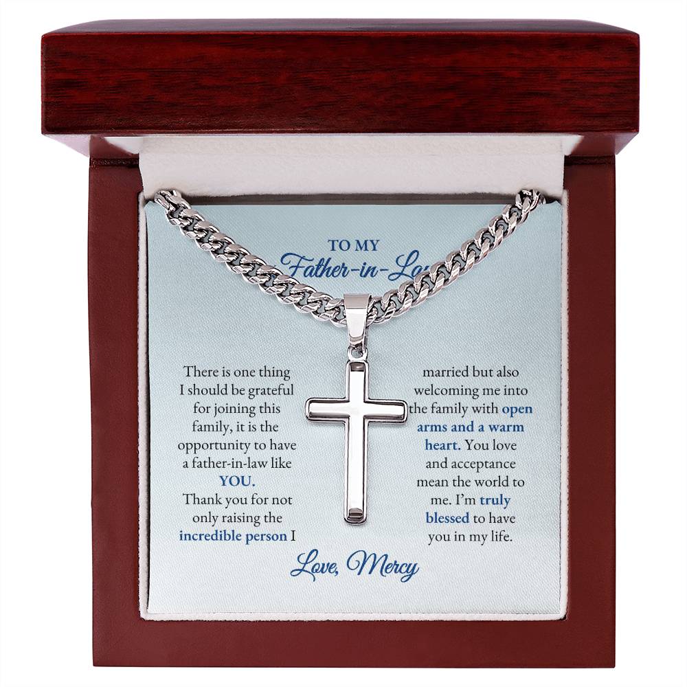 To My Father In Law | There Is One Thing I Should Be Grateful | Cuban Link Chain with Artisan Cross