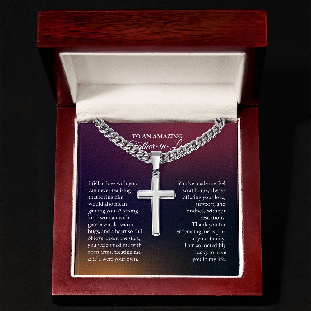 To My Father In Law | I Fell In Love With You Can Never Realizing | Cuban Link Chain with Artisan Cross