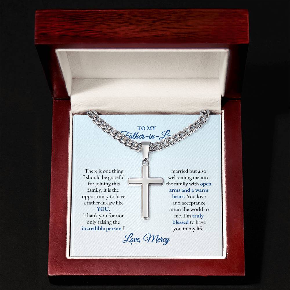 To My Father In Law | There Is One Thing I Should Be Grateful | Cuban Link Chain with Artisan Cross