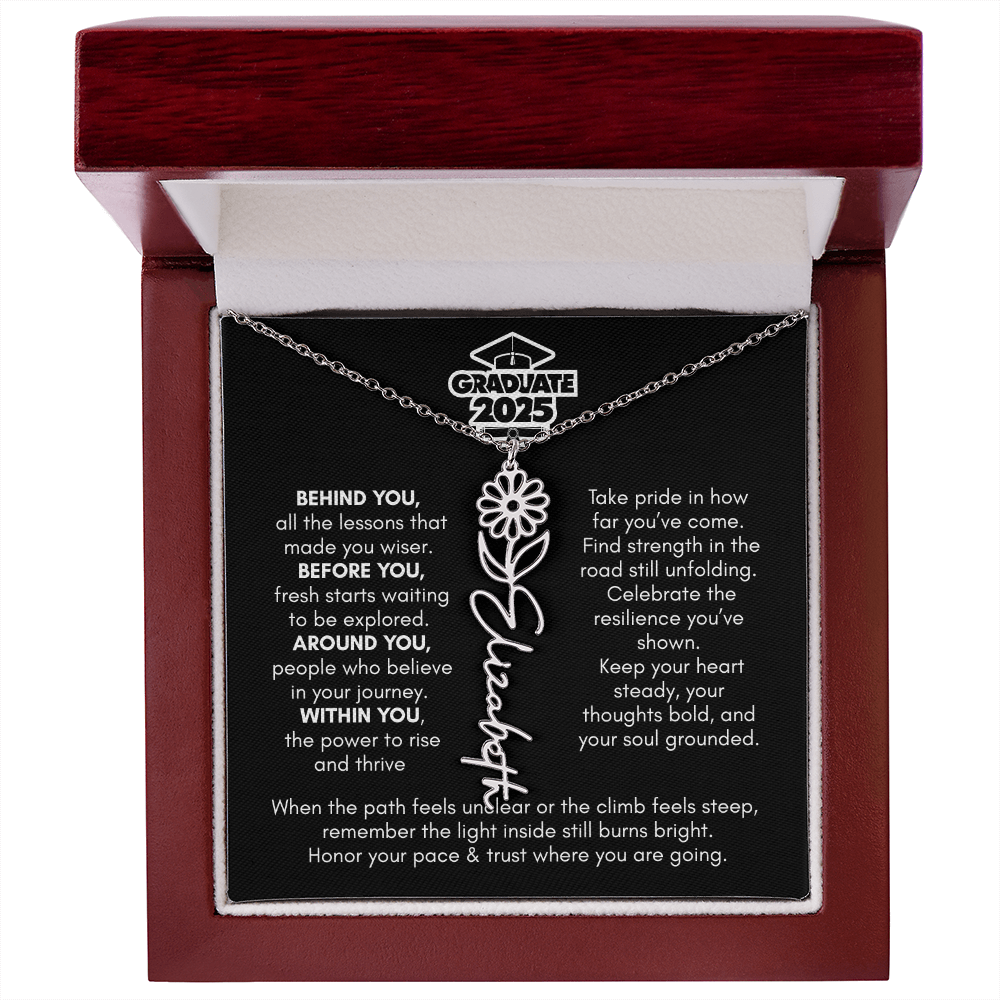 Graduation | Behind You All Your Memories | Flower Name Necklace