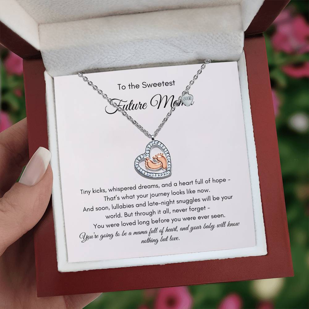 Mommy To Be |  To My Beautiful Mommy To Be | Baby Feet Heart Necklace