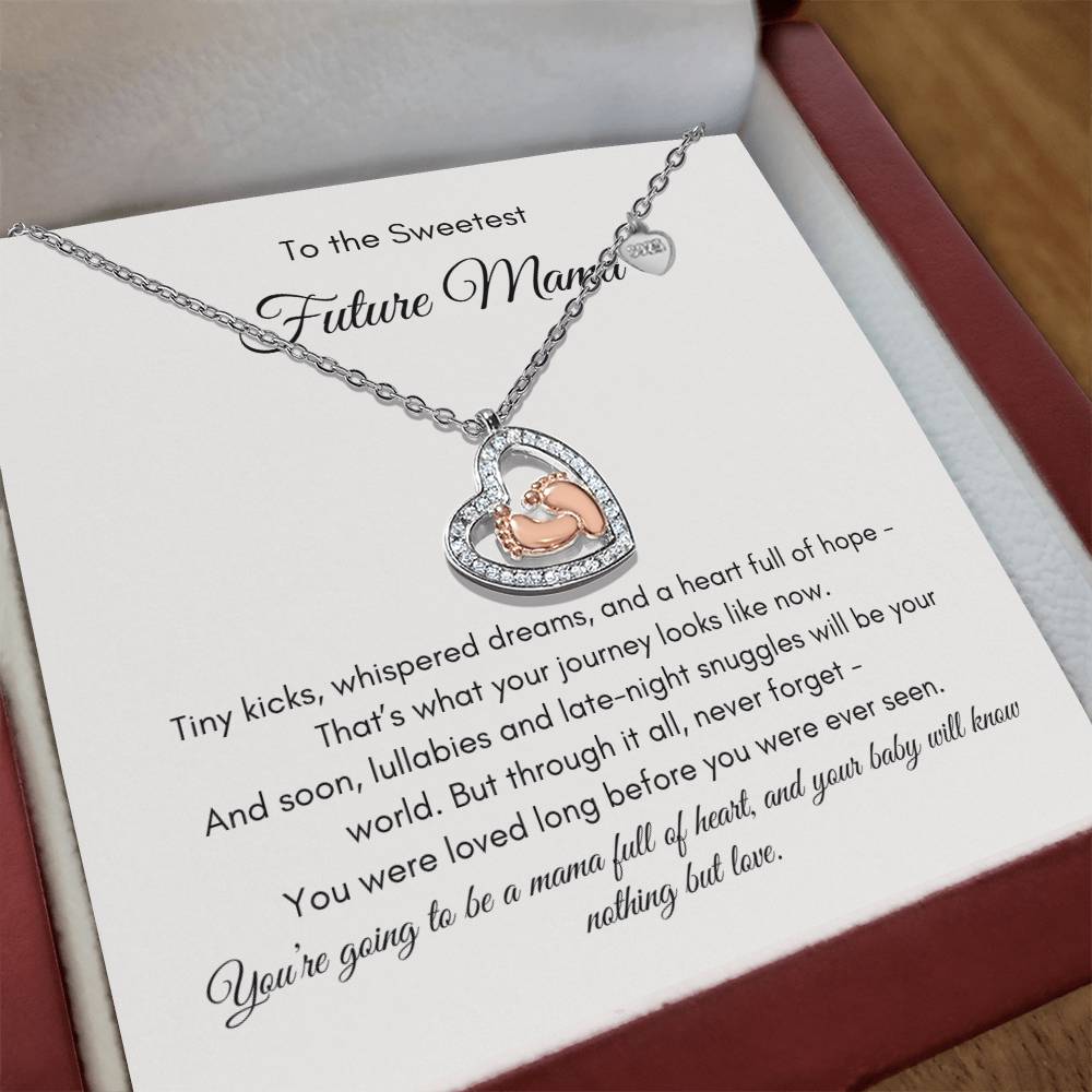 Mommy To Be |  To My Beautiful Mommy To Be | Baby Feet Heart Necklace