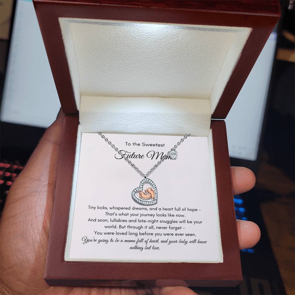 Mommy To Be |  To My Beautiful Mommy To Be | Baby Feet Heart Necklace