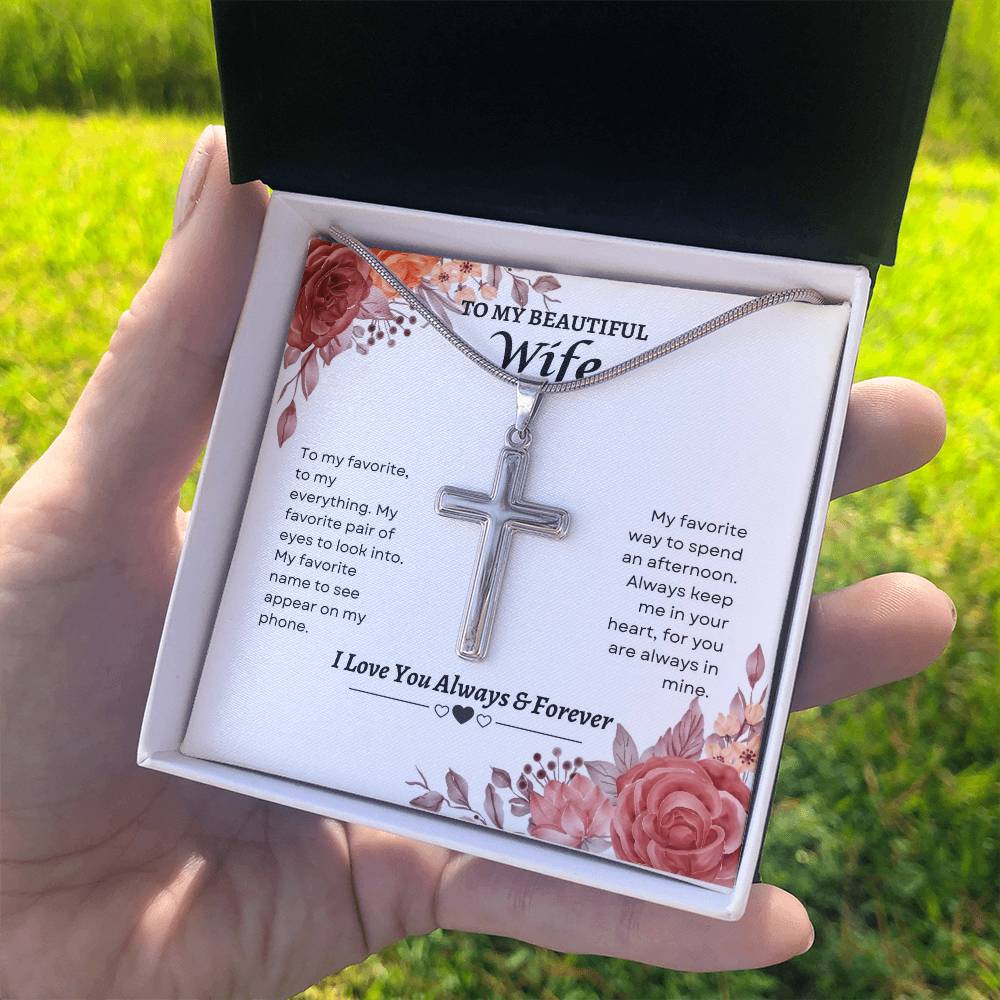 To My Wife | To My Favorite To My Everything | Artisan Cross Necklace