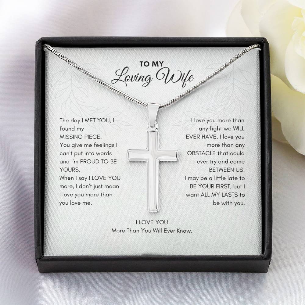 To My Wife | The Day I Met You, I Found My Missing Piece | Artisan Cross Necklace