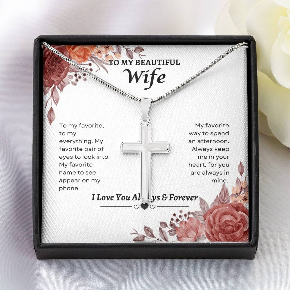 To My Wife | To My Favorite To My Everything | Artisan Cross Necklace