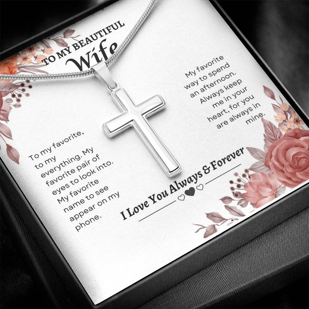 To My Wife | To My Favorite To My Everything | Artisan Cross Necklace