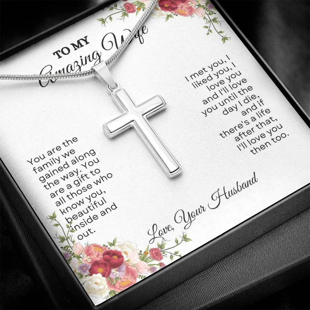 To My Wife | You Are The Family We Gained Along The Way | Artisan Cross Necklace