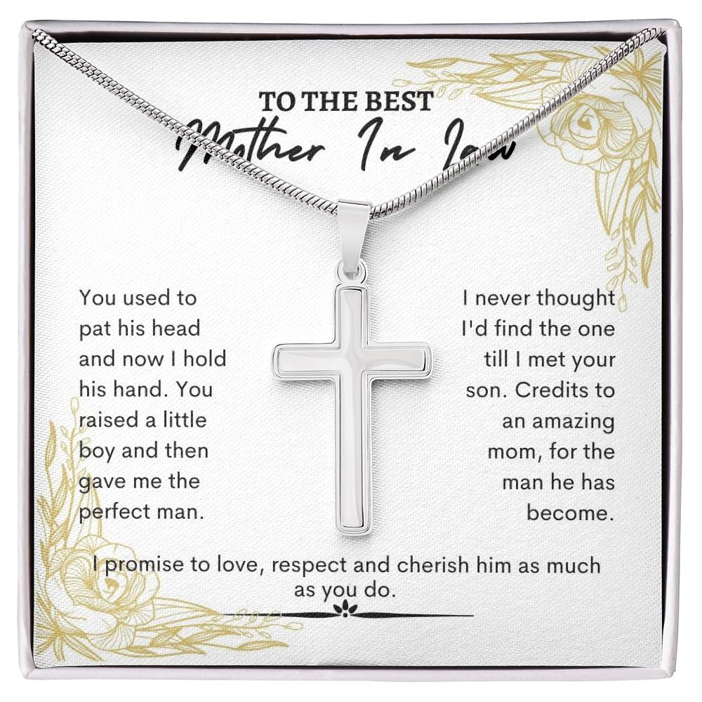 To My Mother in Law |  You Used To Pat His Head And Now I Hold His Hand| Artisan Cross Necklace- W (26)