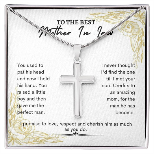 To My Mother in Law |  You Used To Pat His Head And Now I Hold His Hand| Artisan Cross Necklace- W (26)