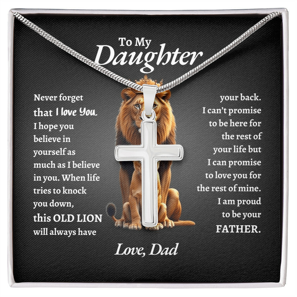 To My Daughter | Never Forget That I Love You Believe In You Self | Artisan Cross Necklace