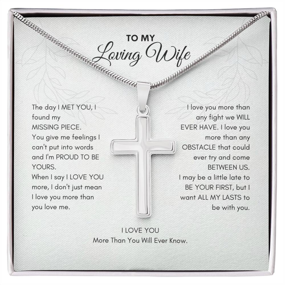To My Wife | The Day I Met You, I Found My Missing Piece | Artisan Cross Necklace