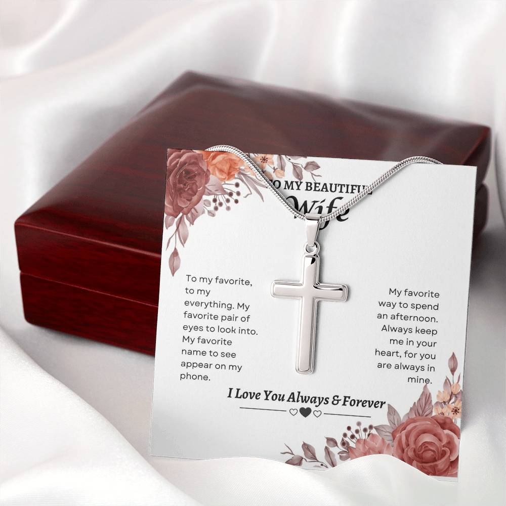 To My Wife | To My Favorite To My Everything | Artisan Cross Necklace
