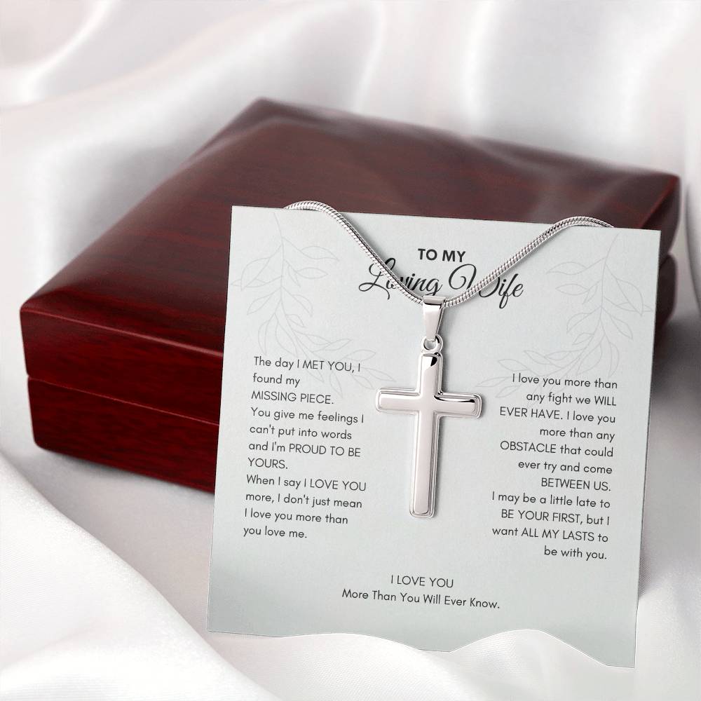 To My Wife | The Day I Met You, I Found My Missing Piece | Artisan Cross Necklace