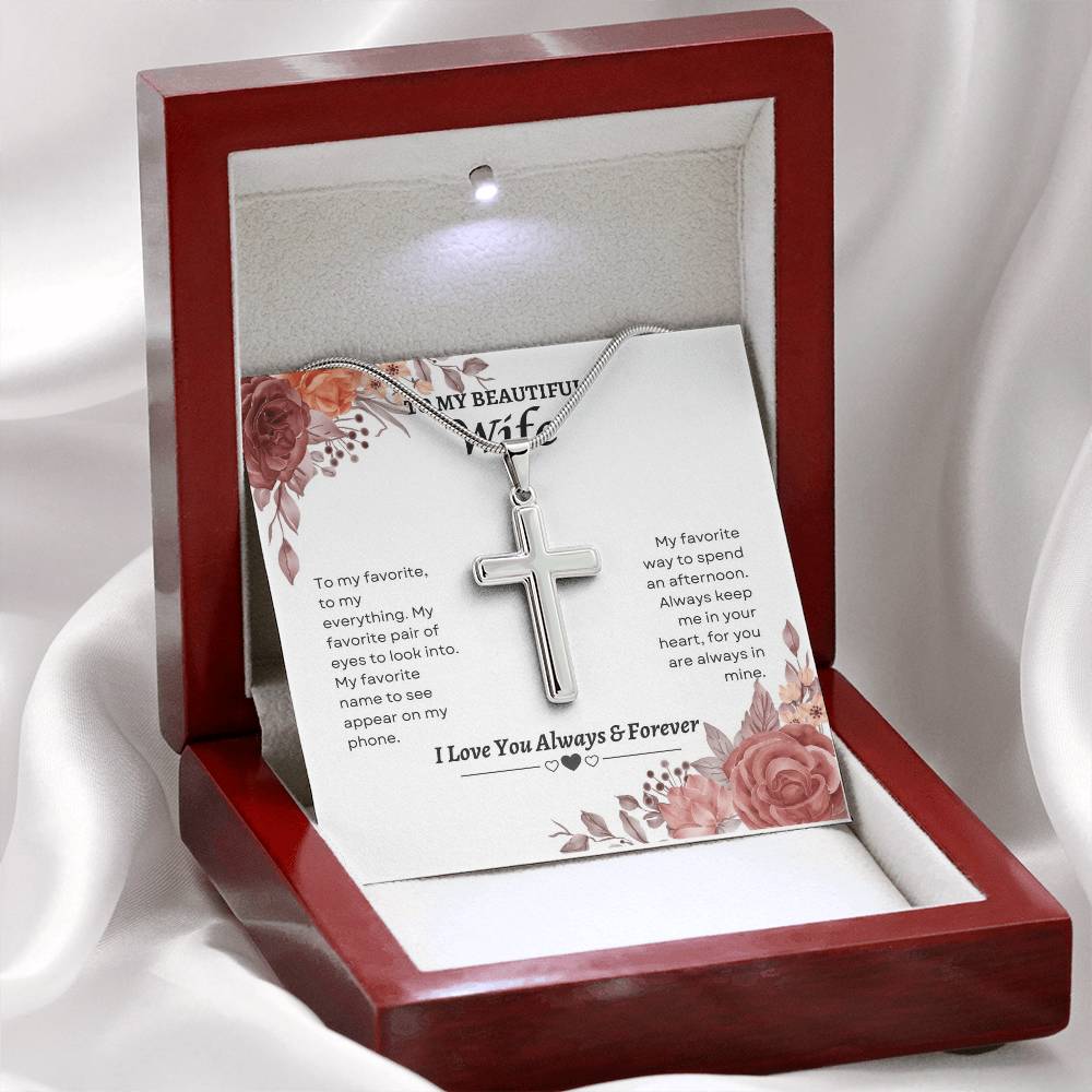 To My Wife | To My Favorite To My Everything | Artisan Cross Necklace