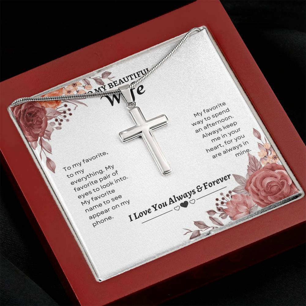 To My Wife | To My Favorite To My Everything | Artisan Cross Necklace