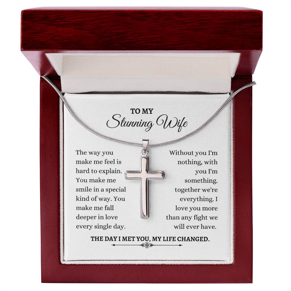 To My Wife | The Way You Make Me Feel Is Hard To Explain | Artisan Cross Necklace