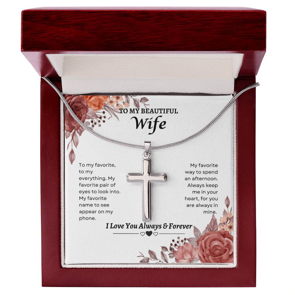 To My Wife | To My Favorite To My Everything | Artisan Cross Necklace