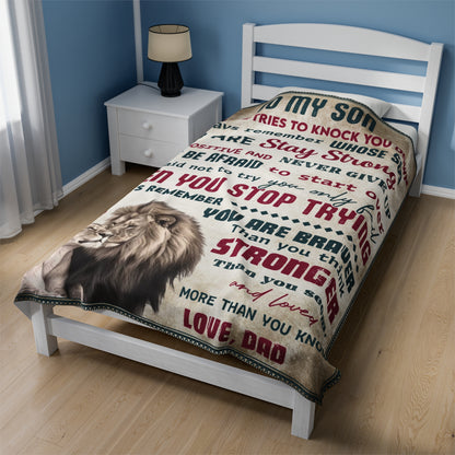 To My Son | When Life Tries | Velveteen Plush Blanket 80"x60"