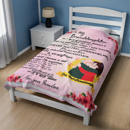 To My Granddaughter | Being a Grandma | Velveteen Plush Blanket 80"x60"