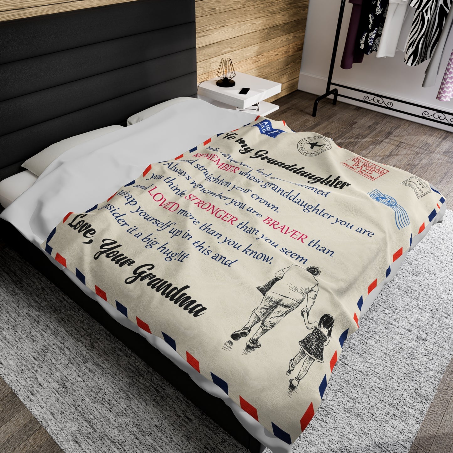 To My Granddaughter | Whenever You Fel Overwhelmed | Velveteen Plush Blanket 80"x60"