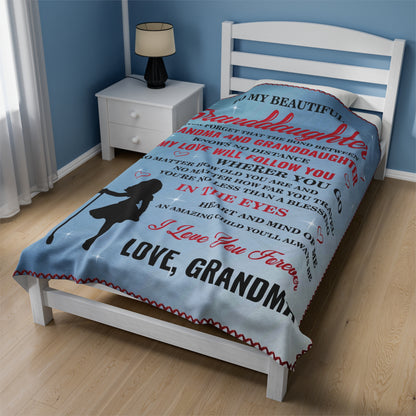To My Granddaughter | Never Forget | Velveteen Plush Blanket 80"x60"