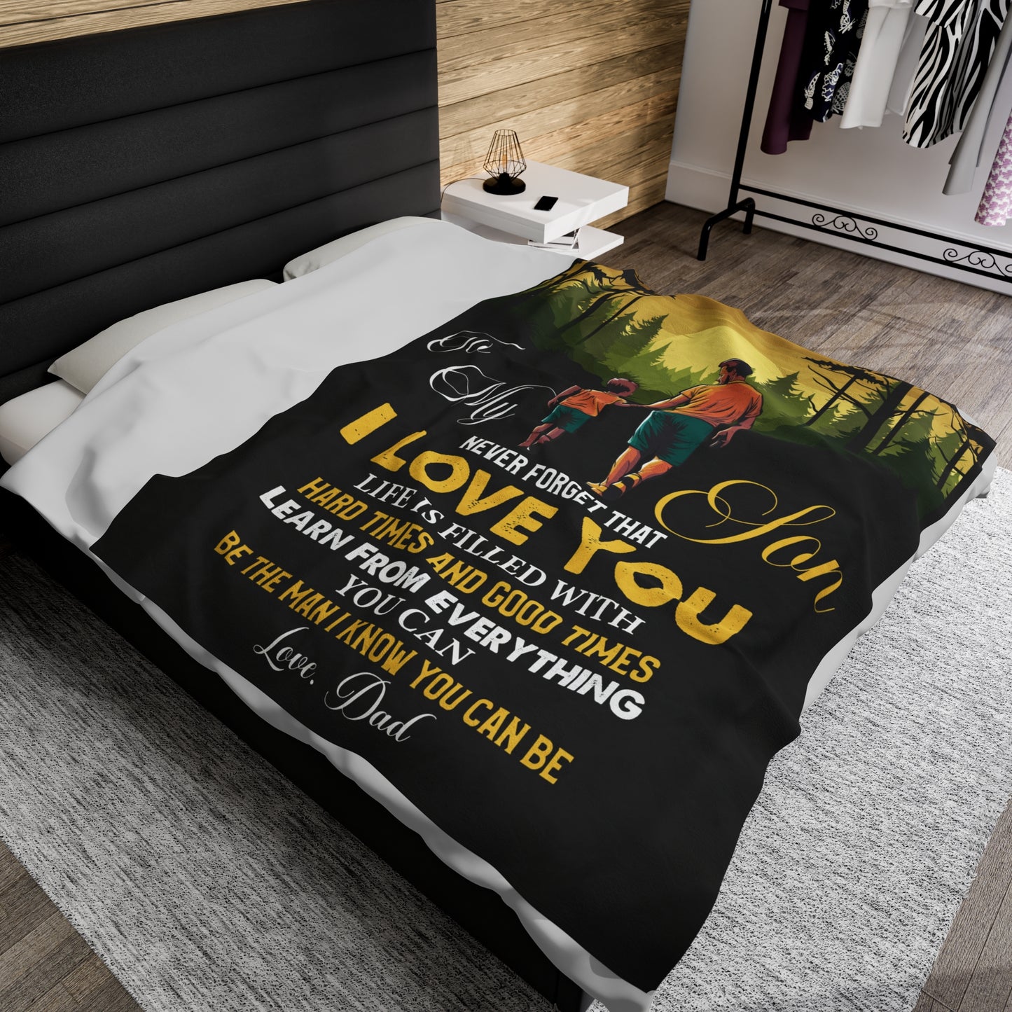 To My Son | Never Forget | Velveteen Plush Blanket 80"x60"