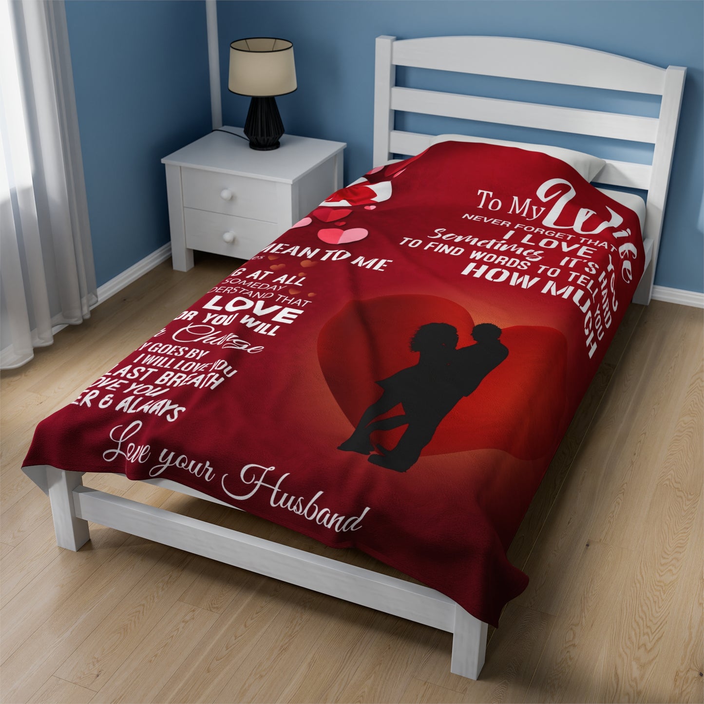 To My Wife | Never Forget | Velveteen Plush Blanket 80"x60"