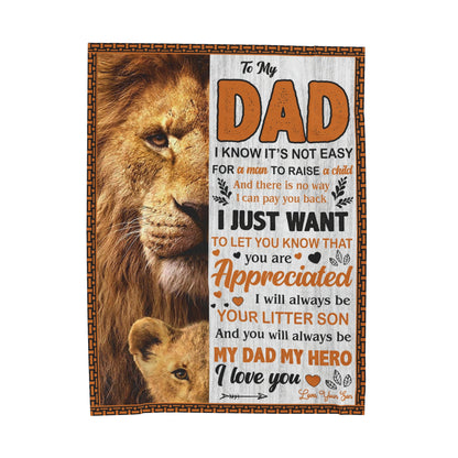 To My Dad | I Know It's Not Easy | Velveteen Plush Blanket 80"x60"