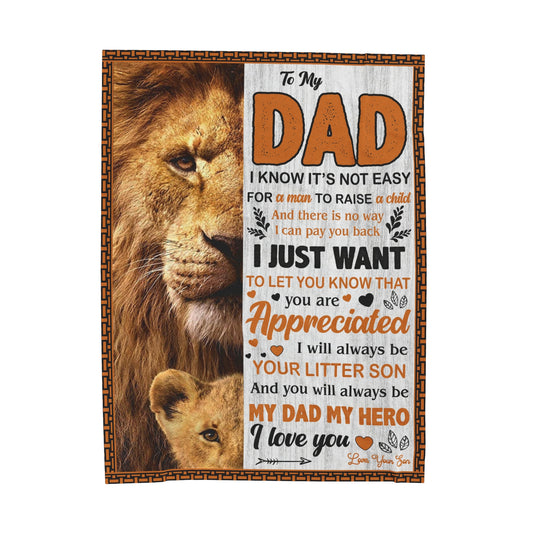 To My Dad | I Know It's Not Easy | Velveteen Plush Blanket 80"x60"
