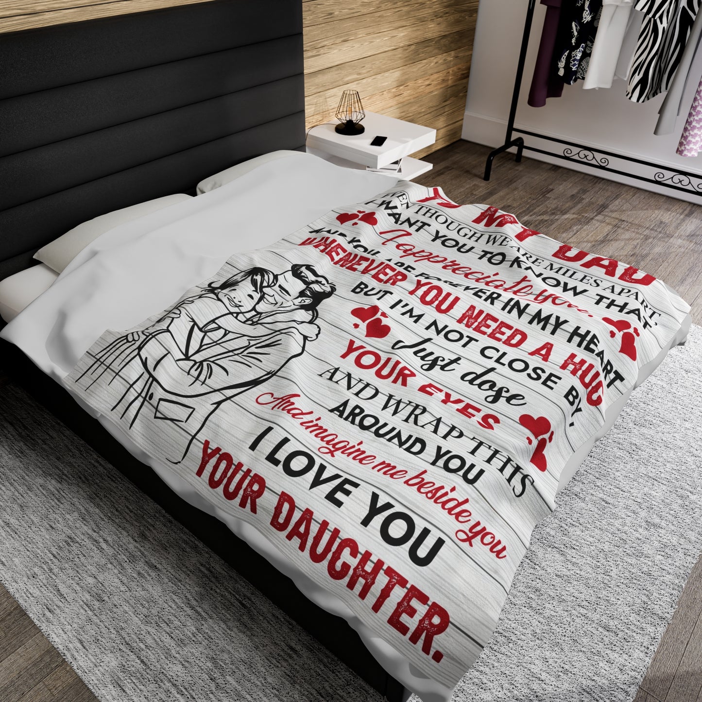To My Dad | Even Though  | Velveteen Plush Blanket 80"x60"