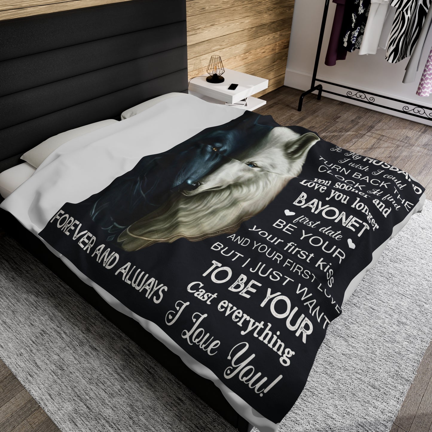 To My Husband | I Wish I Could | Velveteen Plush Blanket 80"x60"