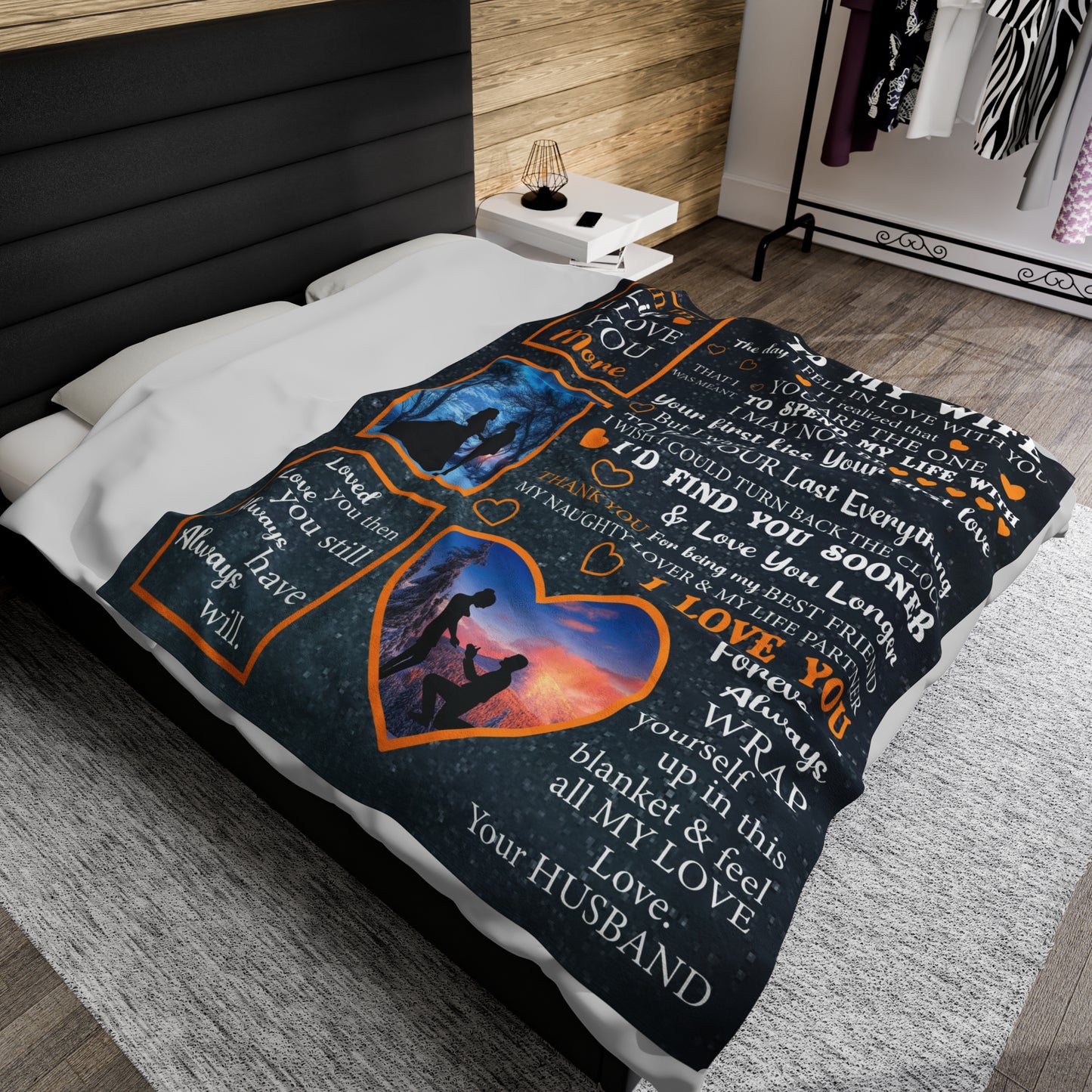 To My Wife | The Day I Fell In Love | Velveteen Plush Blanket 80"x60"