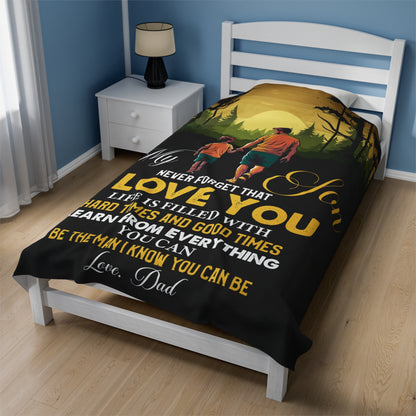 To My Son | Never Forget | Velveteen Plush Blanket 80"x60"