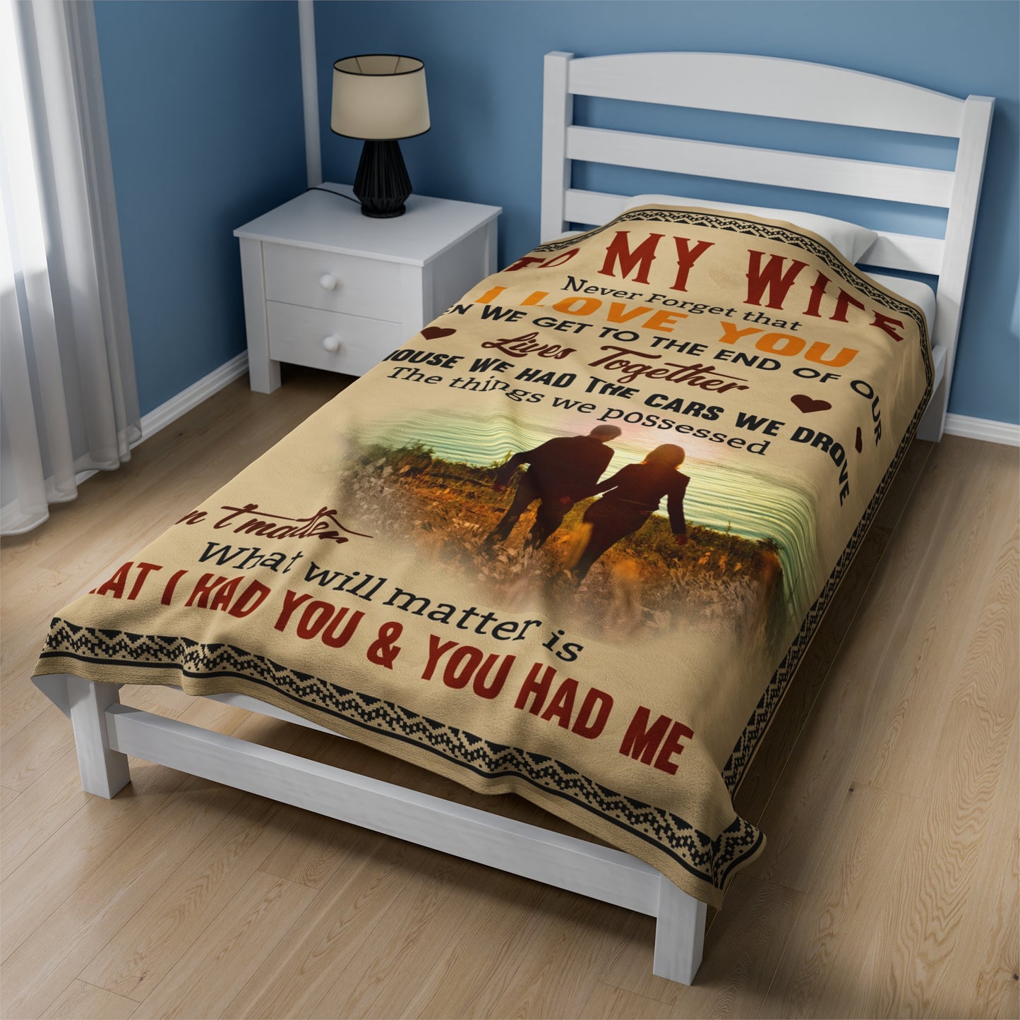 To My Wife | I Love You | Velveteen Plush Blanket 80"x60"