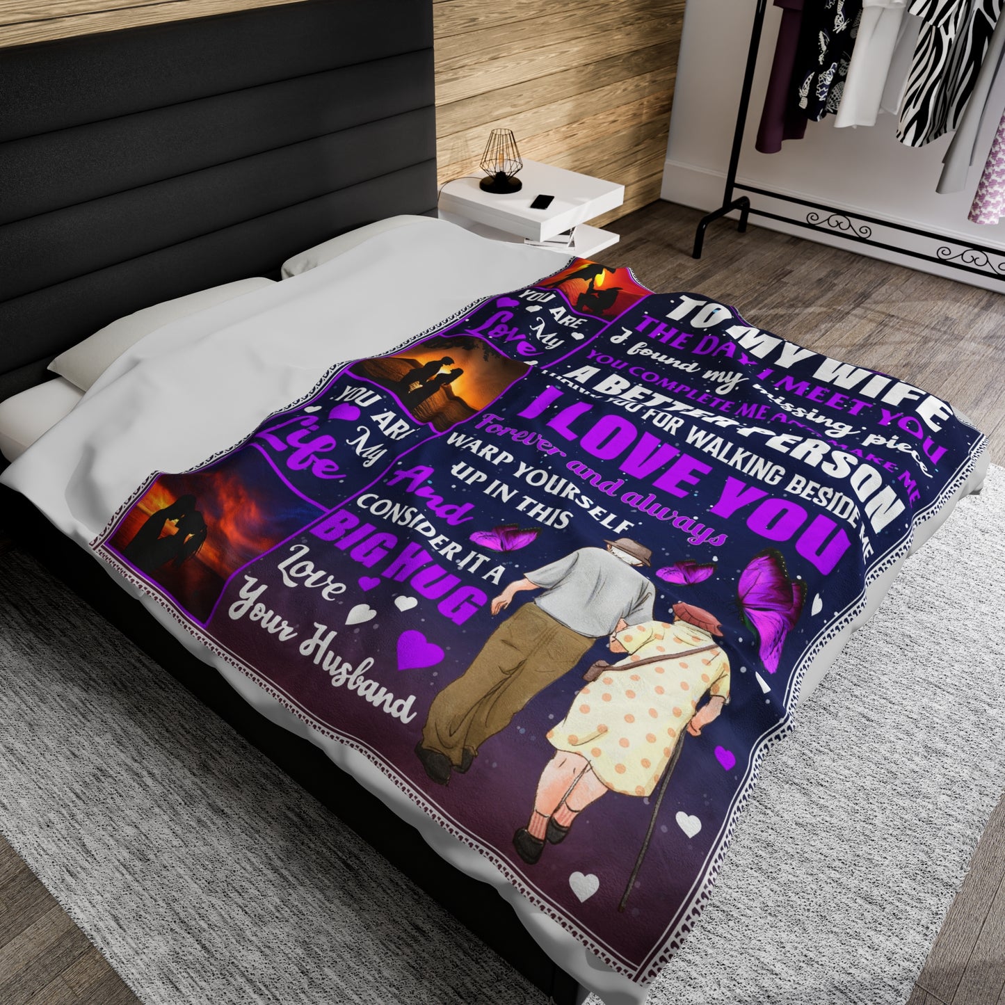 To My Wife | The day I Meet You | Velveteen Plush Blanket 80"x60"