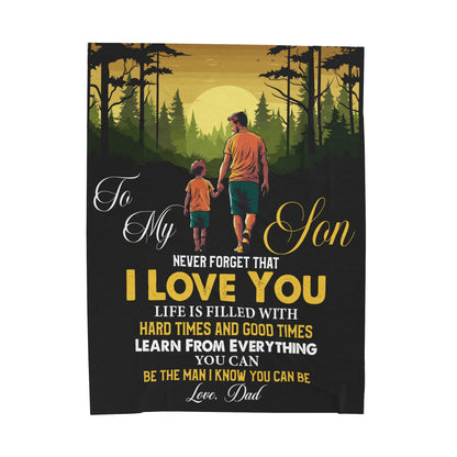 To My Son | Never Forget | Velveteen Plush Blanket 80"x60"