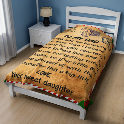 To My Dad | Thank You For Believing | Velveteen Plush Blanket 80"x60"