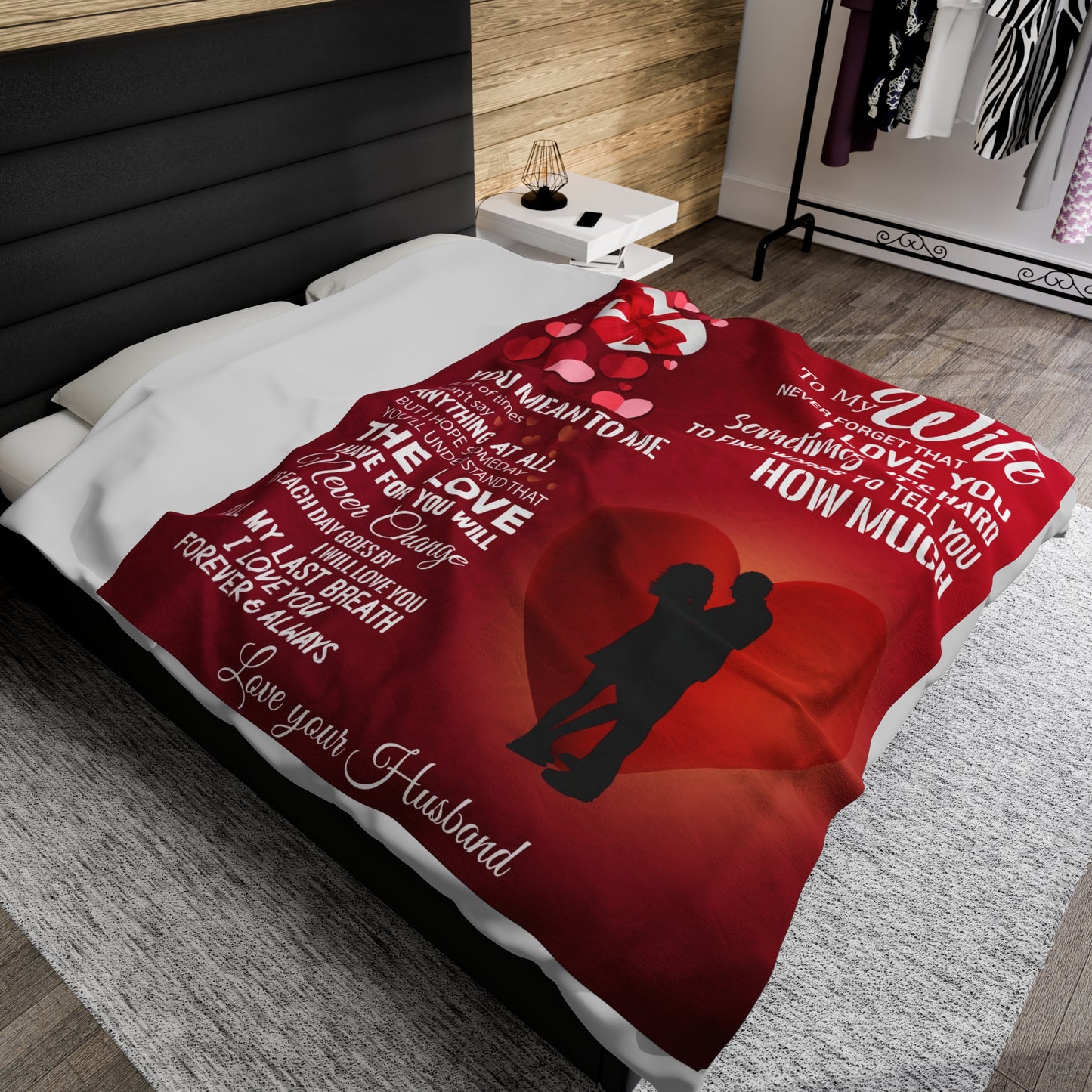 To My Wife | Never Forget | Velveteen Plush Blanket 80"x60"
