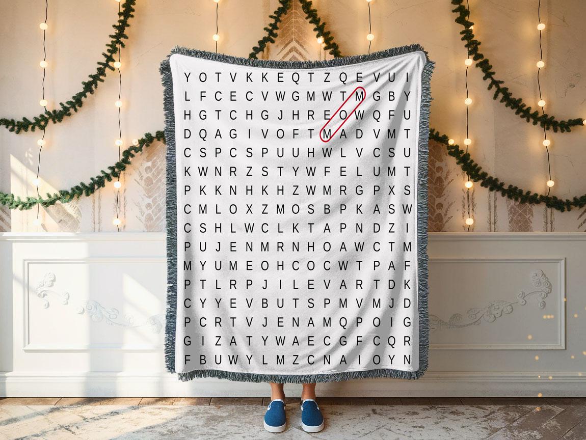 Word Search Woven Blanket — Cozy Puzzle-Themed Throw