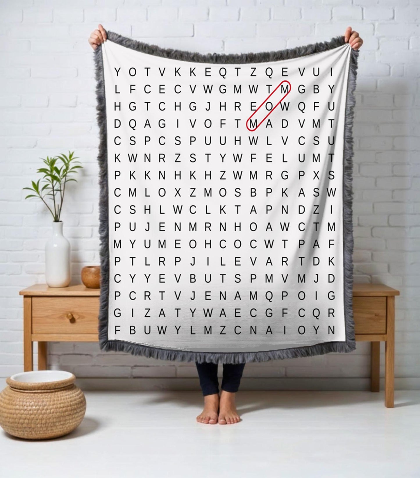 Word Search Woven Blanket — Cozy Puzzle-Themed Throw