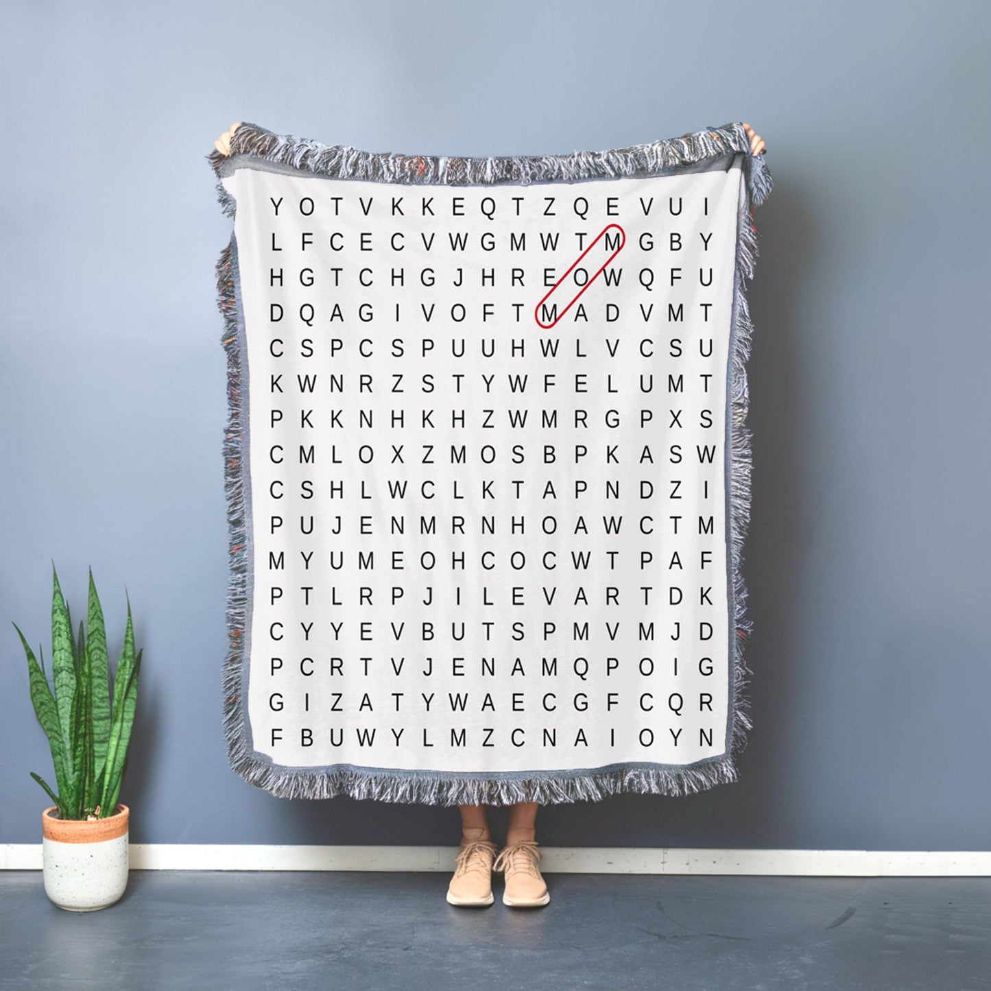Word Search Woven Blanket — Cozy Puzzle-Themed Throw