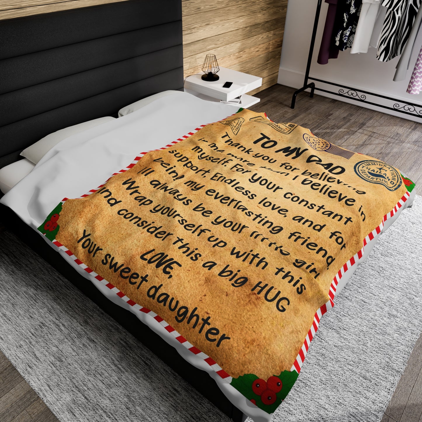 To My Dad | Thank You For Believing | Velveteen Plush Blanket 80"x60"